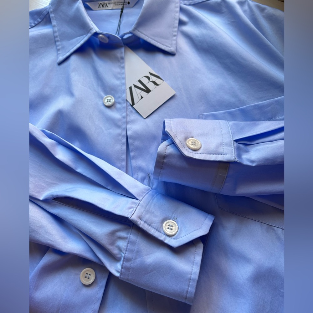 NWT Zara women’s oversized cotton dress shirt long sleeve Sz XS-S